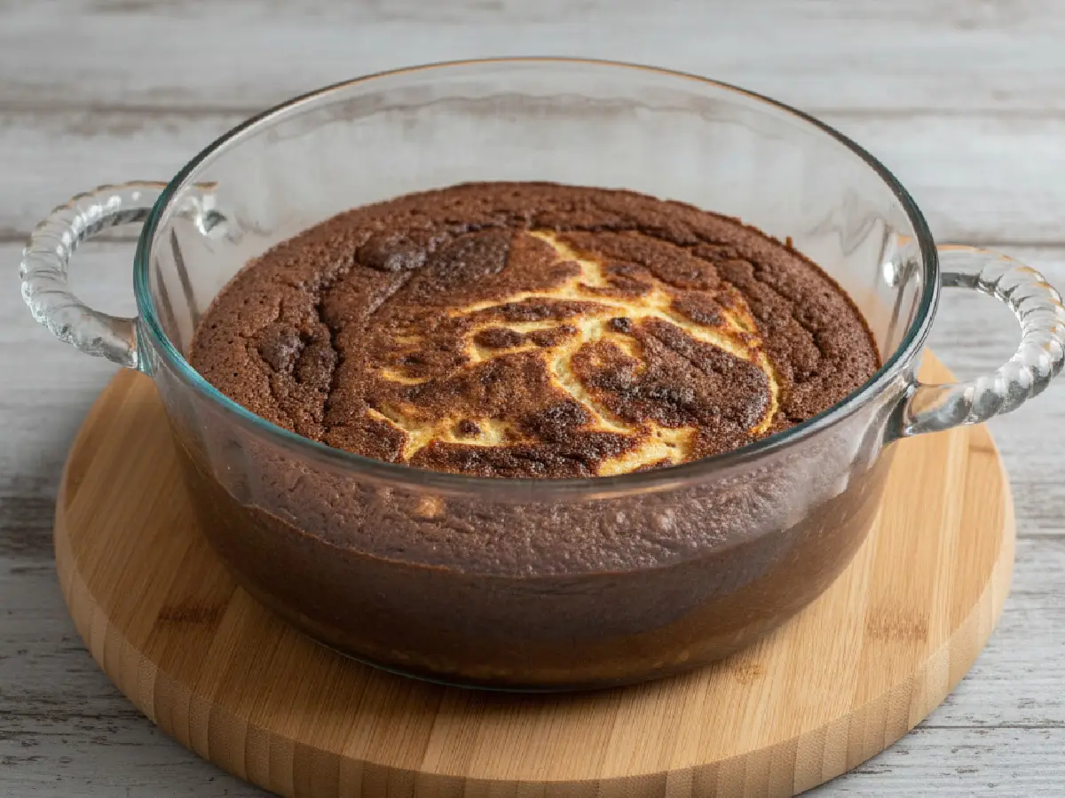 pudding brun sud africain – bruinpoeding nappé de sauce à la vanille