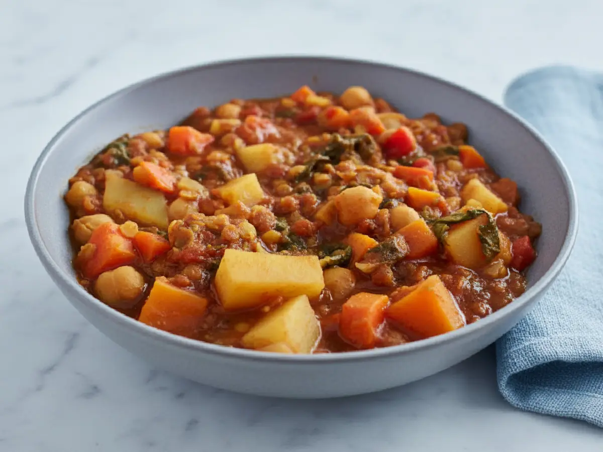 ragoût marocain végétarien – kale, lentilles, pois chiches & abricots