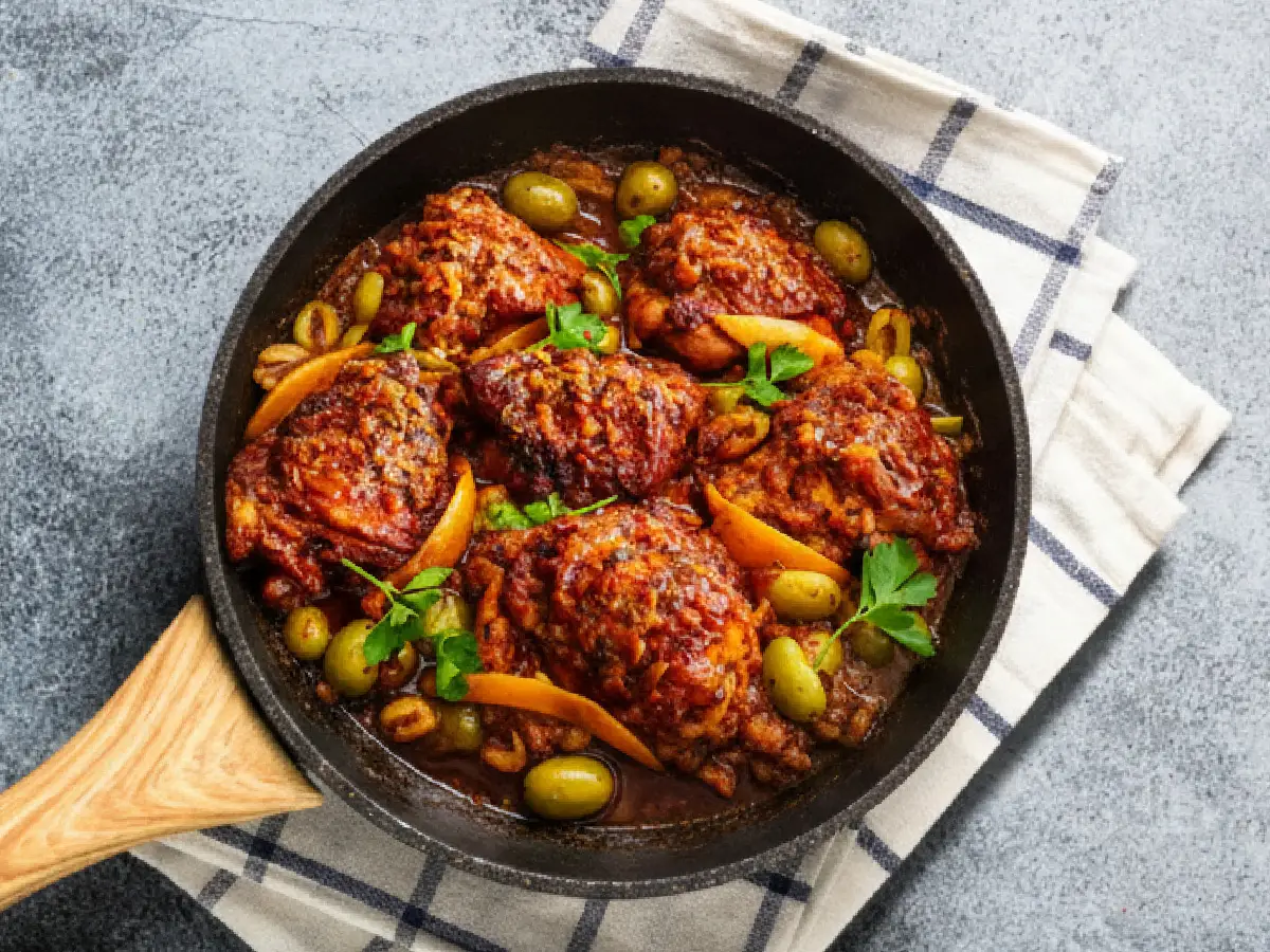 tajine de poulet aux citrons confits et olives