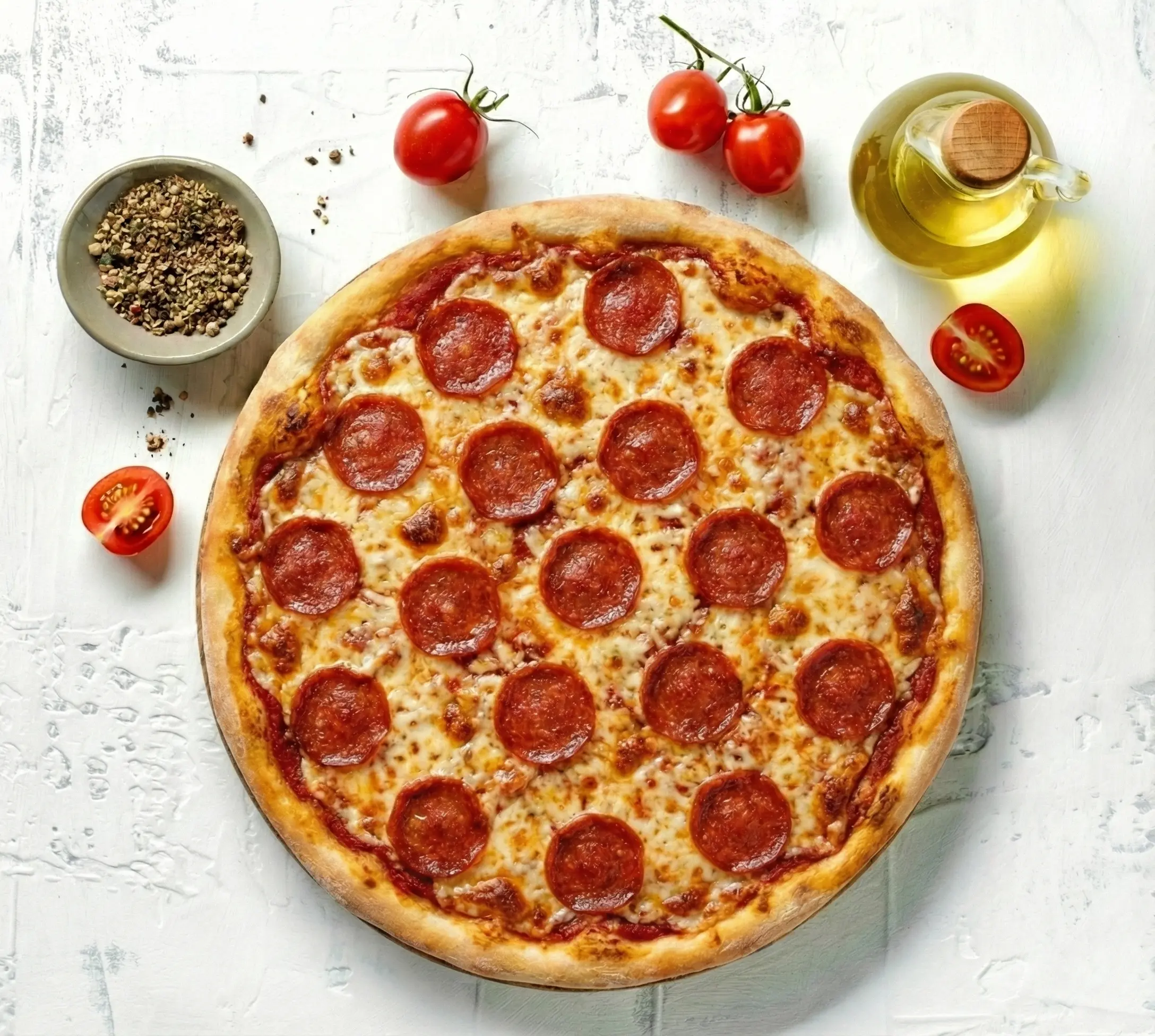 pizza pepperoni maison – pâte express, sauce tomate minute