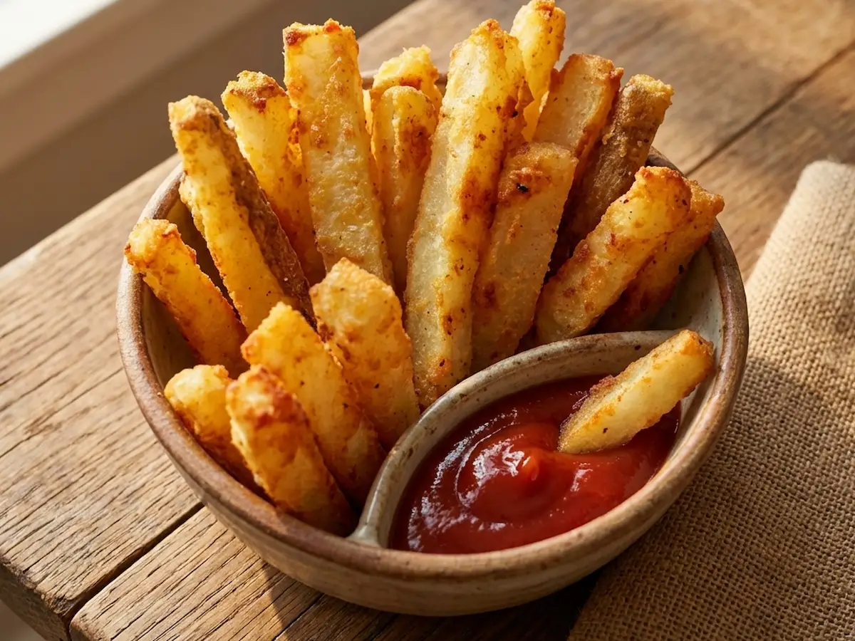 frites au four à l’ail et au parmesan, dorées et croustillantes sur plaque