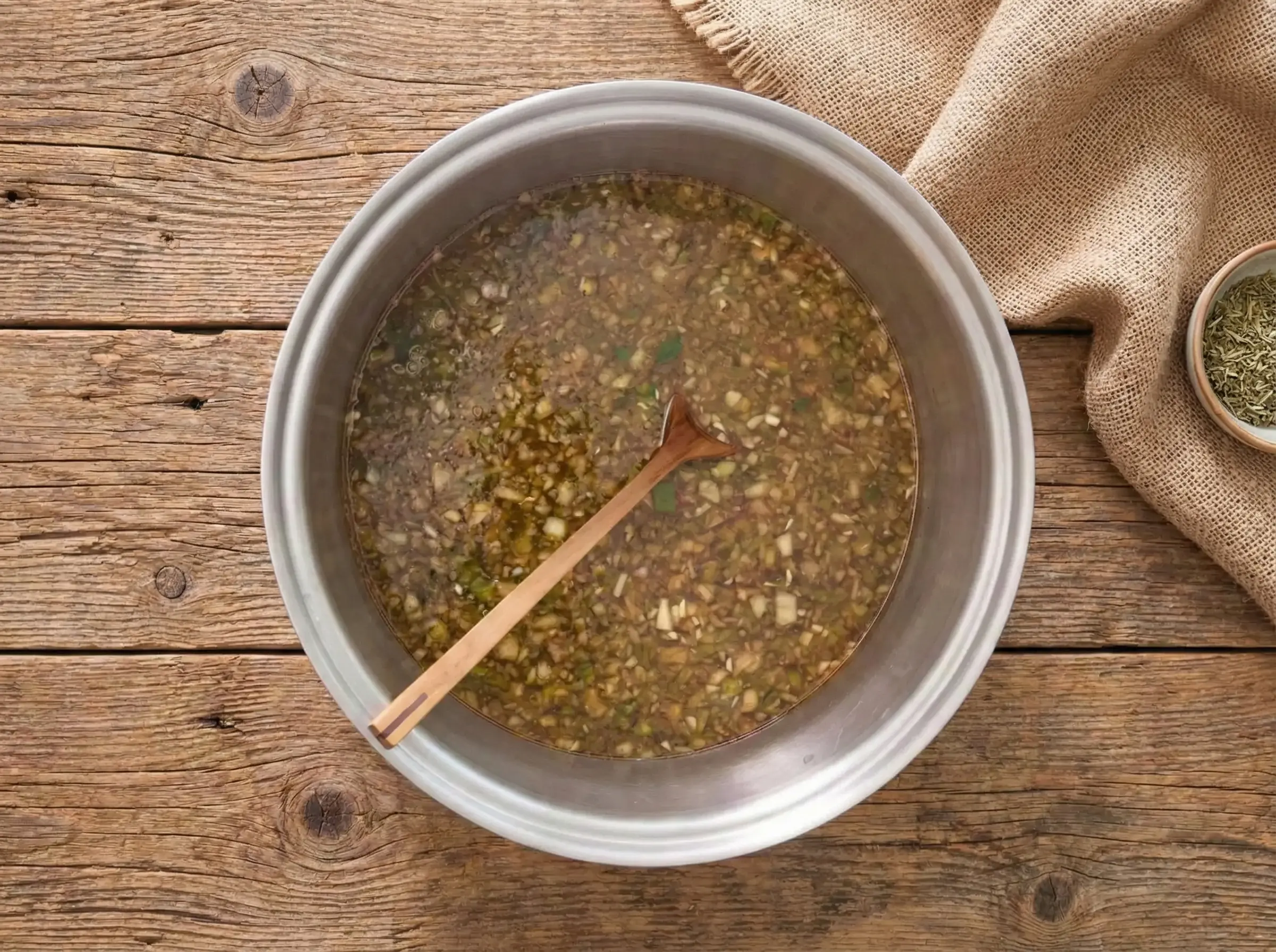 bouillon et base du gombo frémissant dans une grande marmite