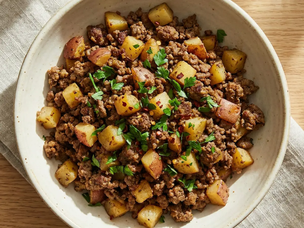 farce à la française – bœuf, porc, pommes de terre