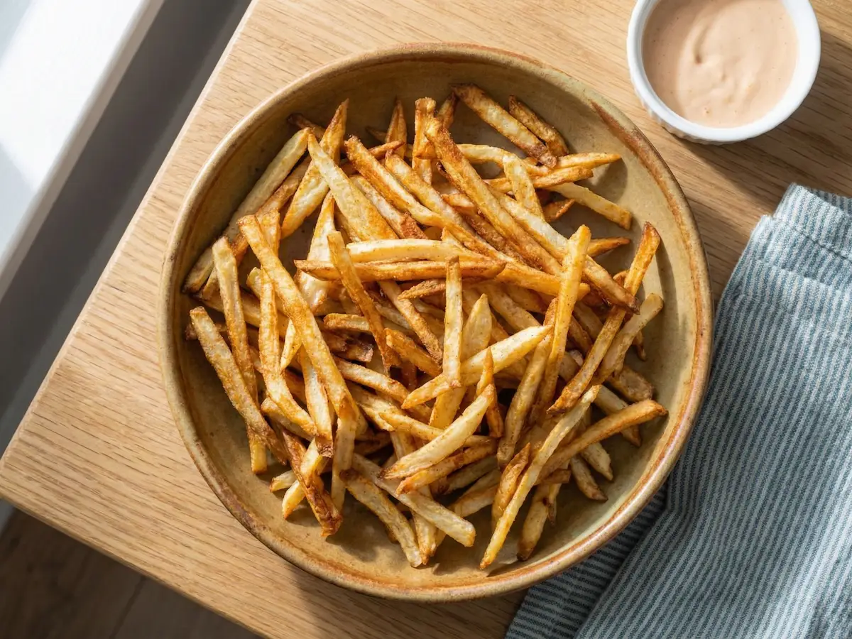 frites dorées à la friteuse à air – service immédiat