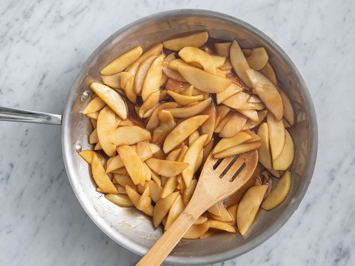 Stir cornstarch and 1 tablespoon water together in a small bowl. Pour into the skillet and mix well; cook until juices thicken, about 1 minu