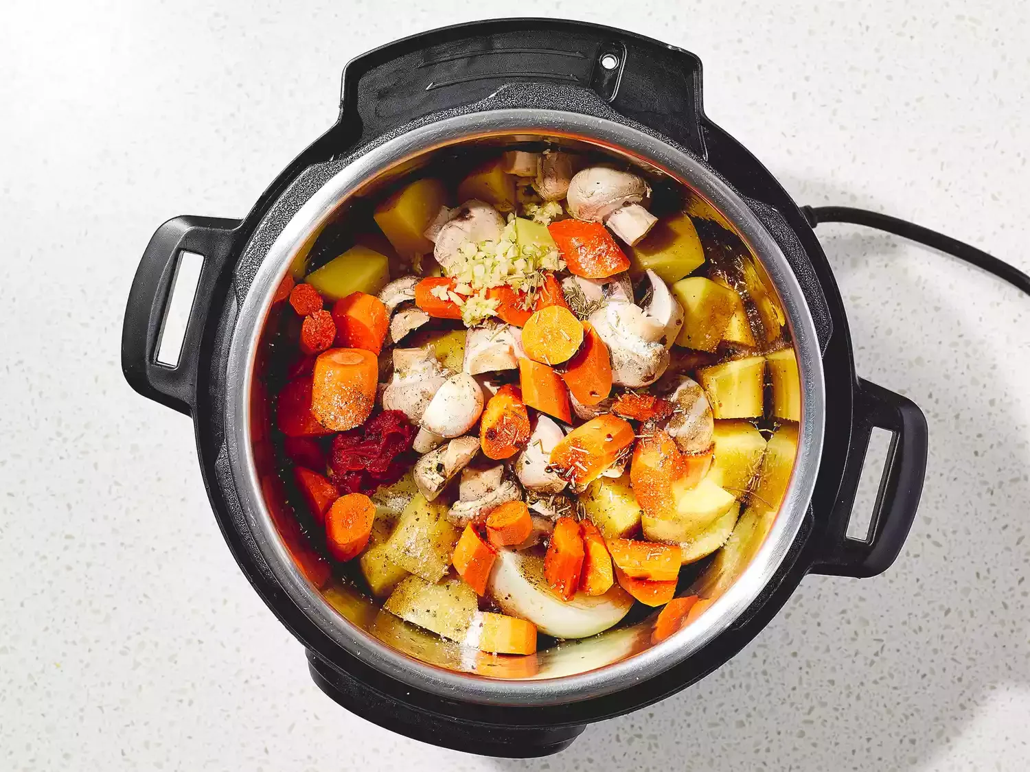 Spices added to the pot.